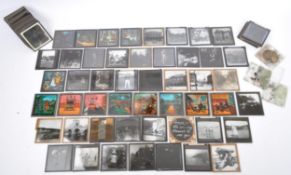 COLLECTION OF EARLY 20TH CENT MAGIC LANTERN COLOUR B&W SLIDES