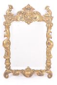 19TH CENTURY VICTORIAN BRASS BEVELLED EDGE WALL MIRROR