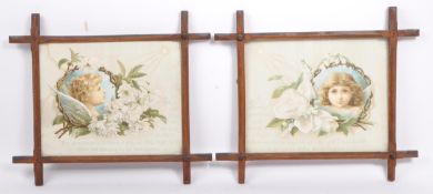 PAIR OF ARTS & CRAFT TRAMP ART RELIGIOUS PRINTS