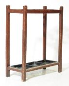 A 1920S CARVED OAK HALLWAY - HALL UMBRELLA STICK STAND