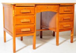 VINTAGE 20TH CENTURY OAK TWIN PEDESTAL DESK