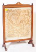 1920S NEEDLEPOINT MAHOGANY EMBROIDERED FIRESCREEN