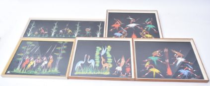 FIVE LATE 20TH CENTURY MODERNIST AFRICAN TRIBAL PAINTINGS