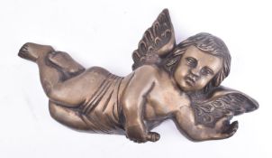 EARLY 20TH CENTURY CAST BRASS FIGURE OF CHERUB