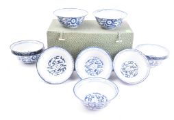 COLLECTION OF TEN EARLY 20TH CENTURY BLUE & WHITE BOWLS