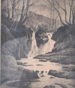 SAM GARRATT - FFWD GRECH FALLS - ETCHING ON PAPER