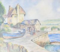 E. C. SIMPER - MID 20TH CENTURY HARBOUR SCENE WATERCOLOUR