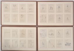 CAUTIONARY TALES FOR CHILDREN - 4 MIDCENTURY FRAMED PLATES