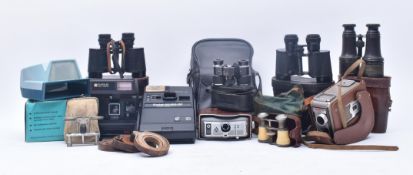 COLLECTION OF VINTAGE BINOCULARS & CAMERAS