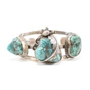 VINTAGE NAVAJO NATIVE 925 SILVER & TURQUOISE BANGLE BRACELET