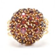 RETRO GARNET & YELLOW METAL BOMB RING