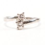 HALLMARKED 950 PLATINUM & DIAMOND CROSSOVER RING