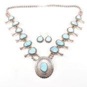 VINTAGE NAVAJO NATIVE FRED GUERRO STERLING SILVER & TURQUOISE DEMI PARURE