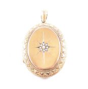 VICTORIAN PEARL & YELLOW METAL LOCKET NECKLACE PENDANT
