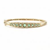 ANTIQUE EMERALD & DIAMOND GOLD BANGLE BRACELET