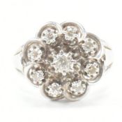 VINTAGE FRENCH 18CT WHITE GOLD & DIAMOND CLUSTER RING