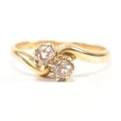 HALLMARKED 18CT GOLD & DIAMOND TWO STONE RING