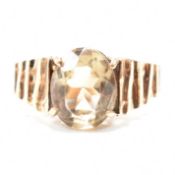 VINTAGE HALLMARKED 9CT GOLD & SMOKY QUARTZ SOLITAIRE RING