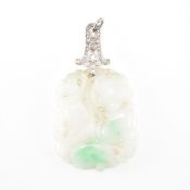 1920S ART DECO JADE & DIAMOND PENDANT