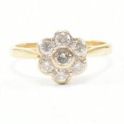HALLMARKED 18CT GOLD & DIAMOND CLUSTER RING