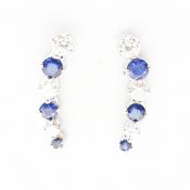 PAIR OF 14CT WHITE GOLD SAPPHIRE & DIAMOND EARRINGS