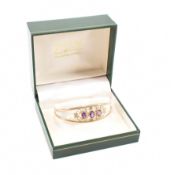 HALLMARKED 9CT GOLD & AMETHYST BANGLE BRACELET