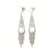 PAIR OF SILVER MARCASITE & OPAL PENDANT EARRINGS