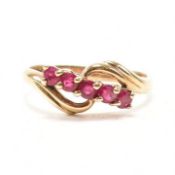 HALLMARKED 9CT GOLD & RUBY CROSSOVER RING