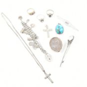 COLLECTION OF HALLMARKED SILVER STERLING & WHITE METAL JEWELLERY