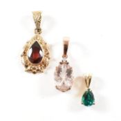 COLLECTION OF THREE 9CT GOLD GEM SET PENDANTS