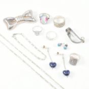 ASSORTED COLLECTION OF VINTAGE & LATER 925 & WHITE METAL JEWELLERY