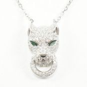 SILVER & CZ PANTHER PENDANT NECKLACE