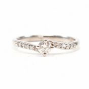 HALLMARKED 18CT WHITE GOLD & DIAMOND CROSSOVER RING