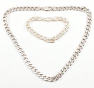 CONTEMPORARY ITALIAN 925 SILVER CURB LINK CHAIN & BRACELET