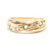 HALLMARKED 9CT GOLD EMERALD? & DIAMOND CROSSOVER RING
