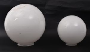 PAIR OF VINTAGE MILK GLASS GLOBE SHAPED LIGHT SHADES