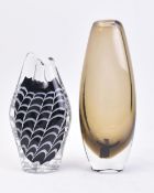 TWO VINTAGE SWEDISH STUDIO ART GLASS SIGNED VASES