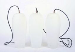 SET OF THREE RETRO MID CENTURY MILK GLASS SKITTLE CEILING LIGHTS