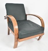 MANNER OF JINDRICH HALABALA WALNUT BENTWOOD ARMCHAIR