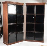 PAIR OF 20TH CENTURY MAHOGANY & METAL LOCKER CABINETS