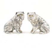 CONTEMPORARY 800 SILVER NOVELTY CRUET SET ENGLISH BULLDOGS