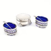 LATE 19TH & LATER HALLMARKED SILVER ITEMS - SALTS & TRINKET BOX