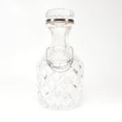 GEORGE VI HALLMARKED SILVER COLLARED CUT GLASS DECANTER