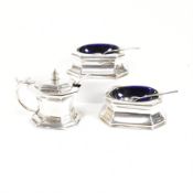 VICTORIAN HALLMARKED SILVER SALTS & LATER CONDIMENT POT