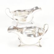 PAIR OF MID-CENTURY HALLMARKED SILVER SAUCE BOATS