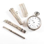 COLECTION OF SILVER & WHITE METAL ITEMS