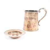 VICTORIAN HALLMARKED SILVER TANKARD & LATER TRINKET DISH