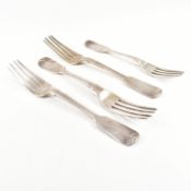 FOUR HALLMARKED EARLY VICTORIAN SILVER FORKS
