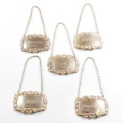 COLLECTION OF HALLMARKED SILVER DECANTER LABELS