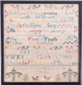 GEORGE II 1746 NEEDLEPOINT SAMPLER BY MARTHA MARSOM
